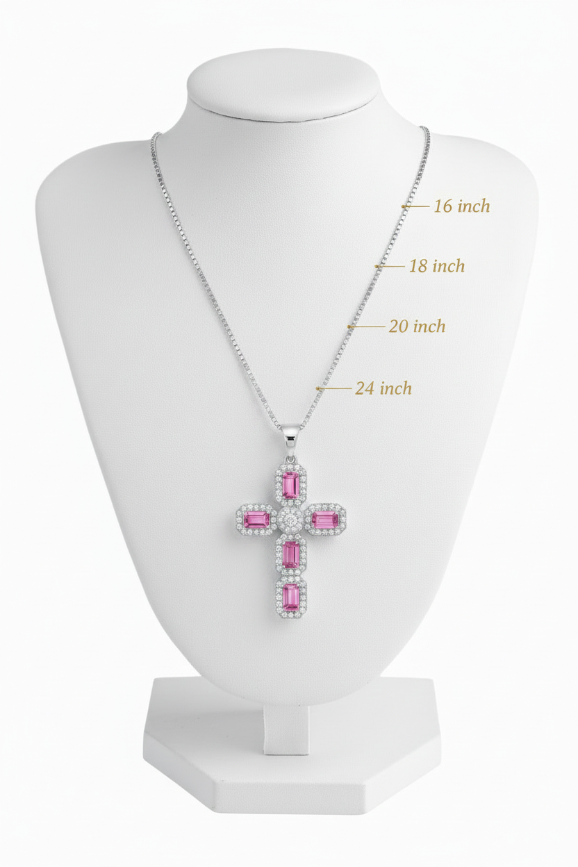 Pink Sapphire Cross — Chain Length Guide