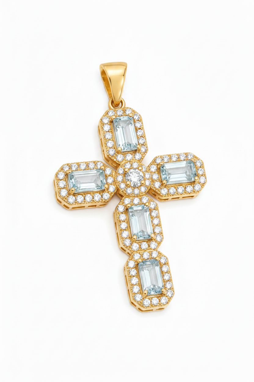 Gold Cross Pendant - Close-up