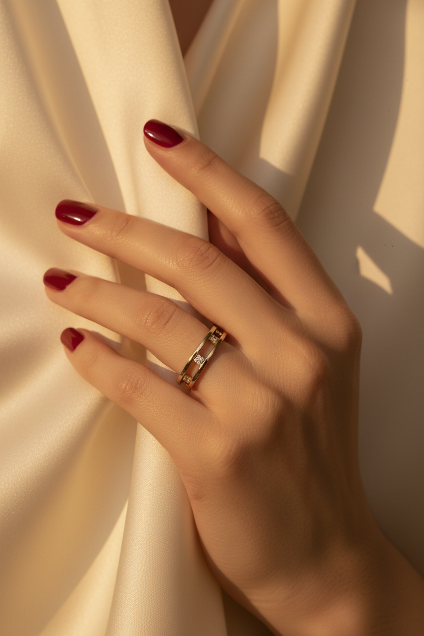 Ring on hand red
